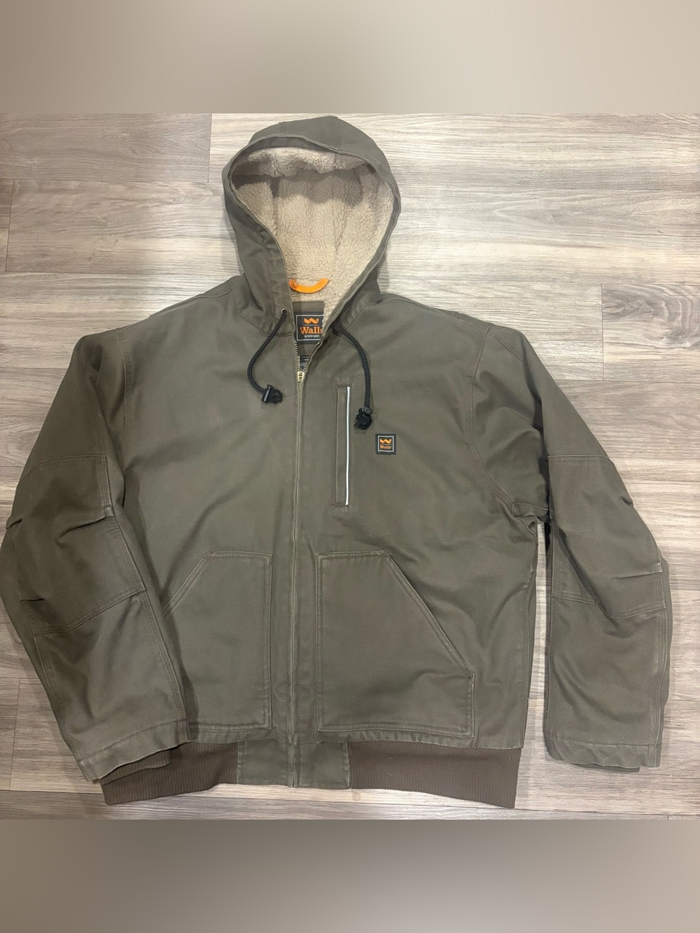 Walls Olive Green Sherpa-Lined Hooded Work Jacket